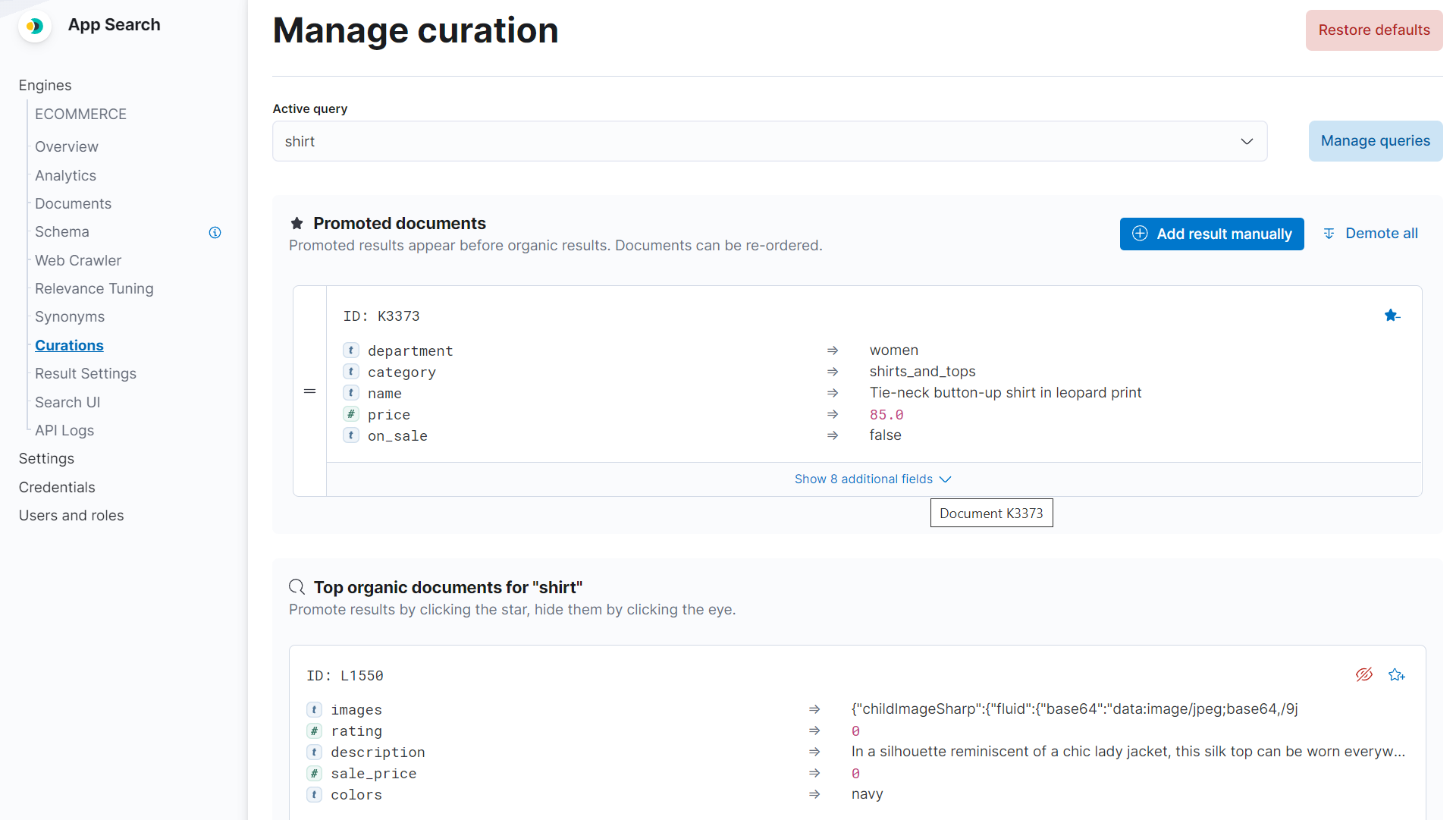 screenshot of Elastic Enterprise Search